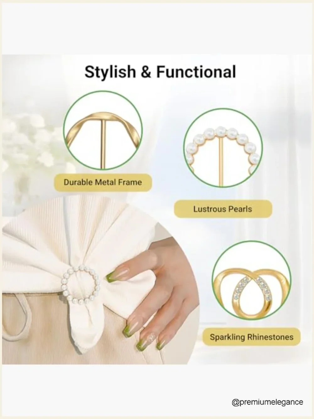 Scarf Rings Shirt Clips T-Shirt Tie Clips Set of 6